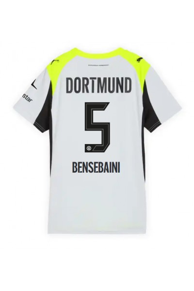 Borussia Dortmund Ramy Bensebaini #5 Jalkapallovaatteet Naisten Vieraspaita 2025-26 Lyhythihainen Borussia Dortmund Ramy Bensebaini #5 Jalkapallovaatteet Naisten Vieraspaita 2025-26 Lyhythihainen